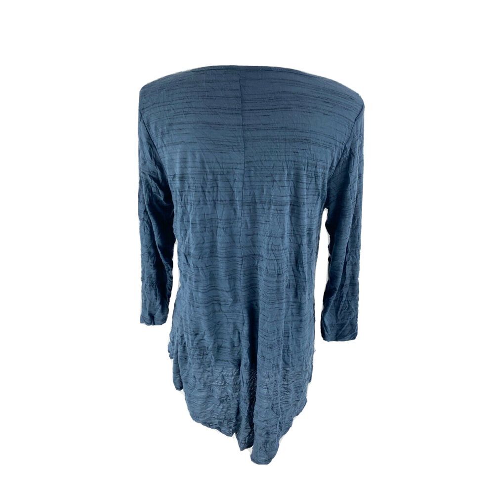 Comfy USA‎ Tunic Top S Small Asymmetric Hem Lagenlook Crinkle Fabric Blue Blouse - Picture 3 of 6